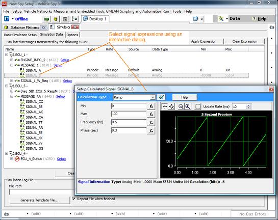 Simulator Simulation Data screen with Expression Dialog open Simulator Simulation Data screen with Expression Dialog open